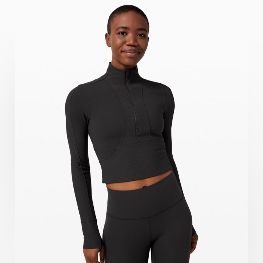 Lululemon Take it in Stride 1/2 Zip Black Long Sleeve Athletic Top 4 6